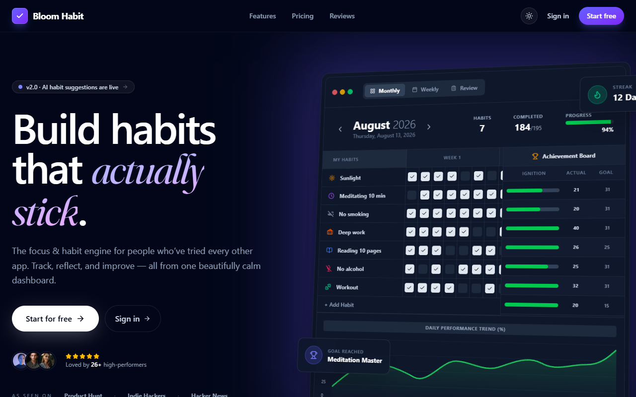 Bloom Habit – Wellness Web Application designed by Flow Agency Tunisia